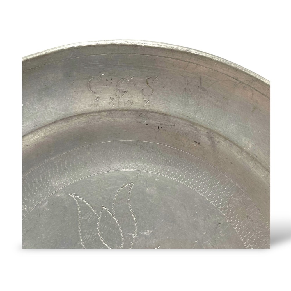1807 Pewter Floral Wriggle‎ Work Plate Wriggle Work - Picture 2 of 4